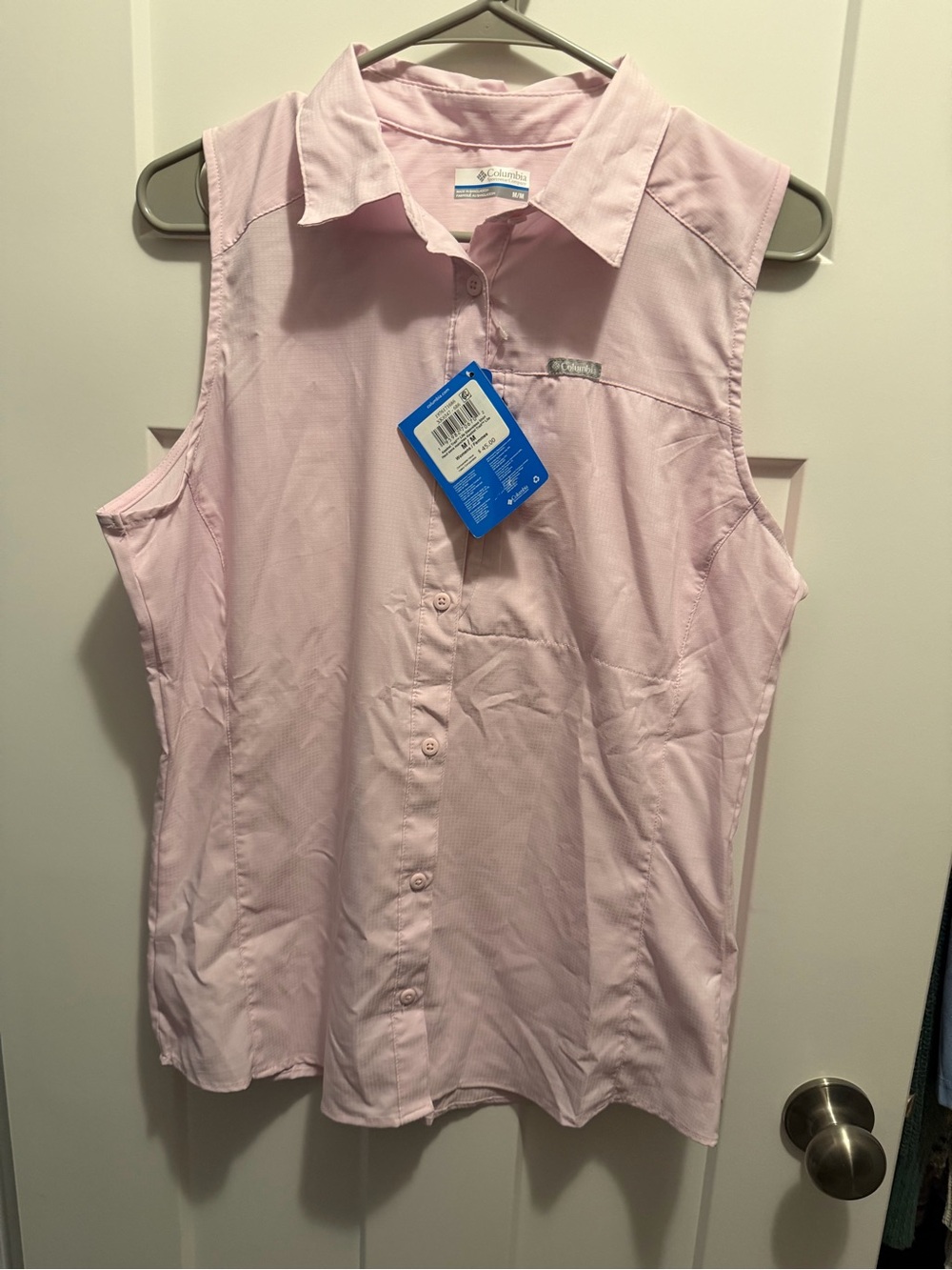 Columbia Sleeveless Button-Down Shirt Tank Top in Light Pink Size M
